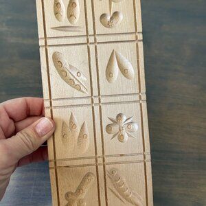 German Carved Wood Cookie Butter Mold 6 Panels